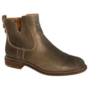 Franco Sarto Gray Womens 7 Leather Ankle Boots Low Heel Casual Everyday Zip Up